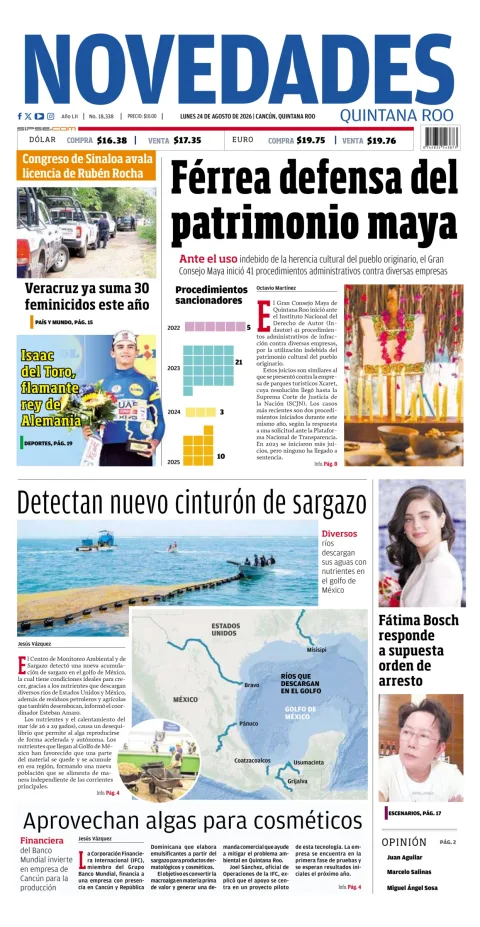 Portada de Novedades Quintana Roo