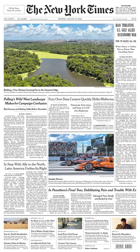 Portada de The New York Times (new York)