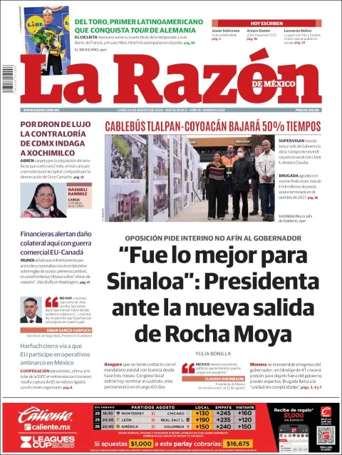 Portada de La Razon del 2026-08-24