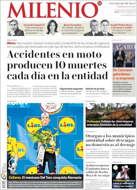 Portada de Milenio Edo de Mexico del 2026-08-24