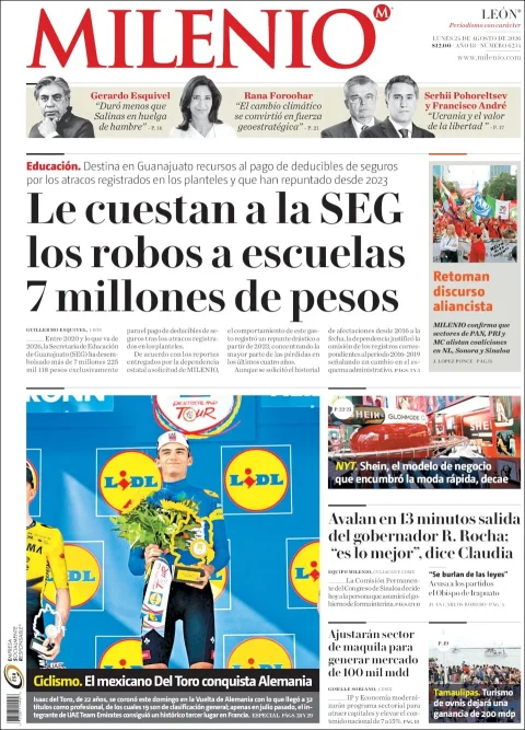 Portada de Milenio Leon del 2026-08-24