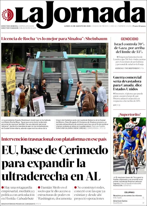 Portada de La Jornada del 2026-08-24