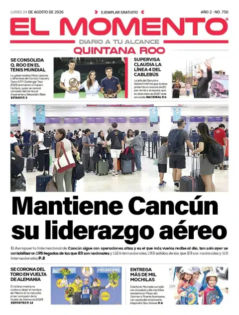 Portada de El Momento Quintana Roo del 2026-08-24