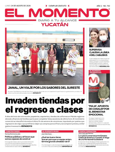 Portada de El Momento Yucatan del 2026-08-24