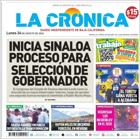 Portada de La Cronica del 2026-08-24