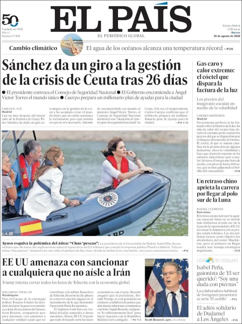 Portada de El Pais del 2026-08-25