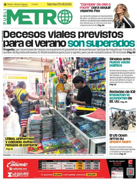 Portada de Publimetro Merida del 2026-08-25