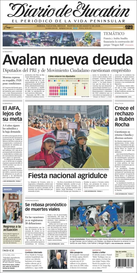 Portada de Diario de Yucatán del 2026-08-25