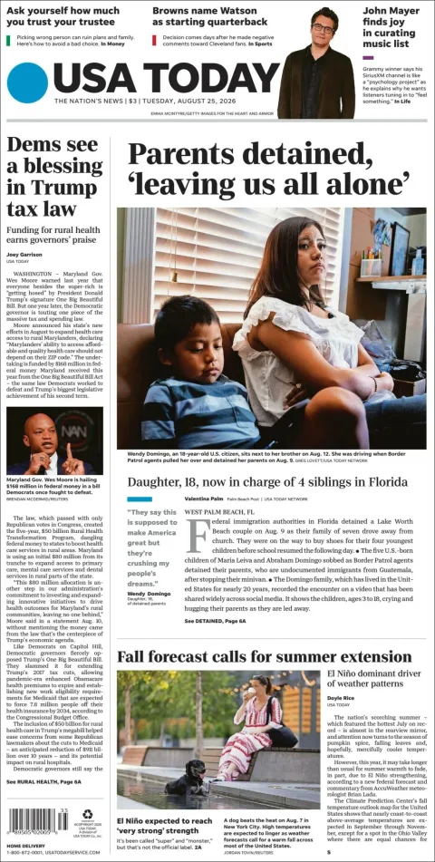 Portada de Usa Today