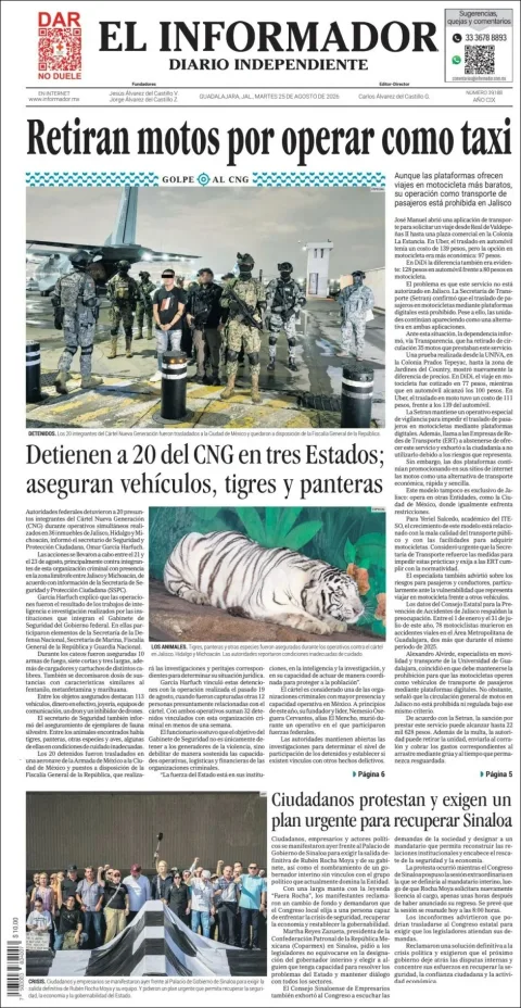 Portada de El Informador del 2026-08-25