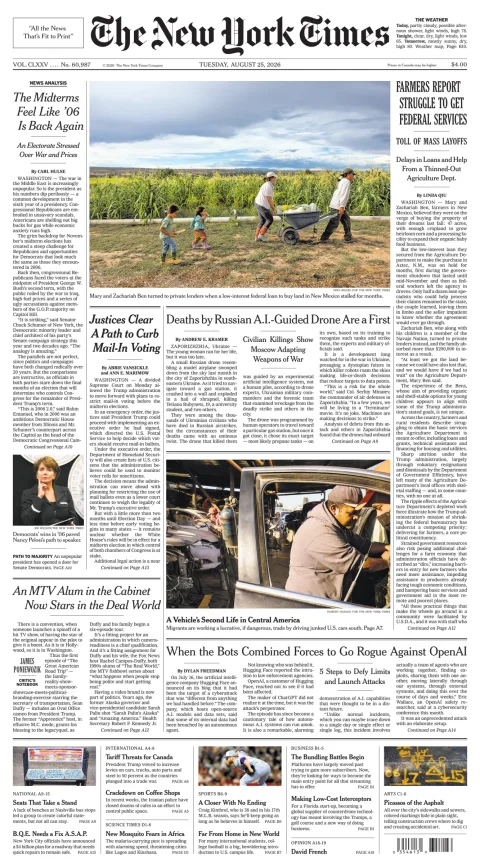 Portada de The New York Times (new York)