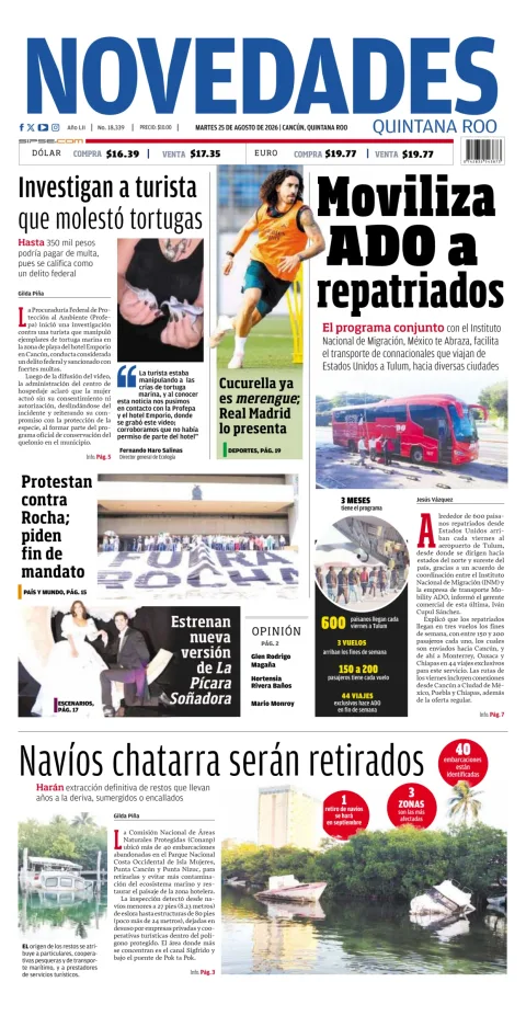 Portada de Novedades Quintana Roo