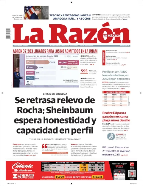 Portada de La Razon del 2026-08-25