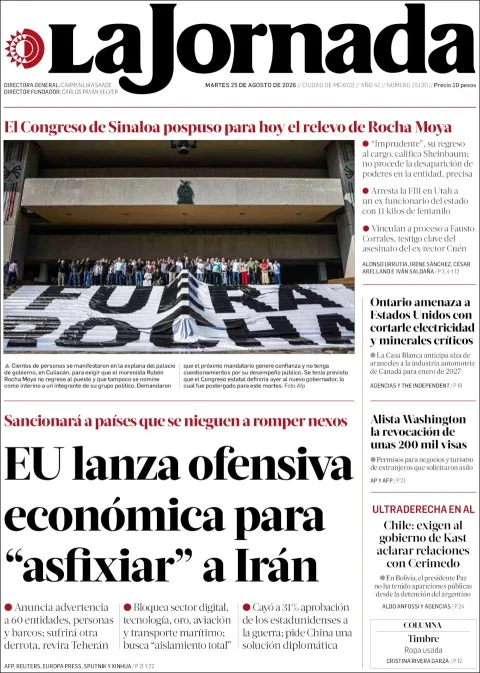 Portada de La Jornada del 2026-08-25