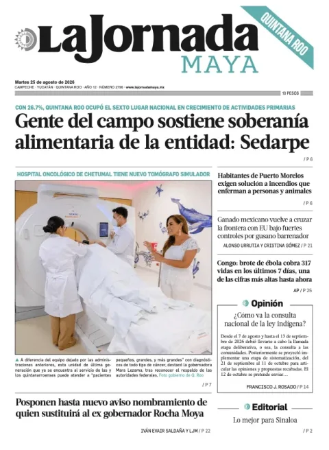 Portada de La Jornada Maya Quintana Roo del 2026-08-25