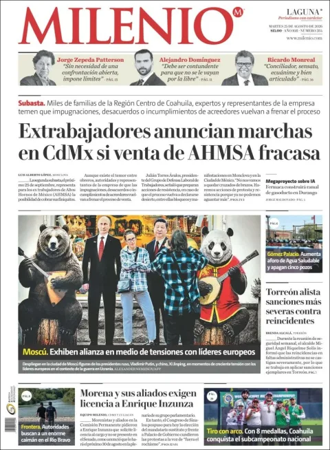 Portada de Milenio Laguna del 2026-08-25