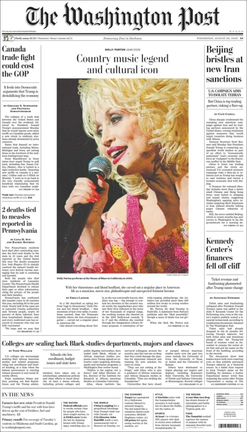 Portada de The Washington Post del miércoles, 26 de agosto de 2026