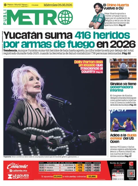 Portada de Publimetro Merida del miércoles, 26 de agosto de 2026