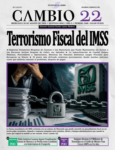 Portada de Diario Cambio 22 (portada) del miércoles, 26 de agosto de 2026