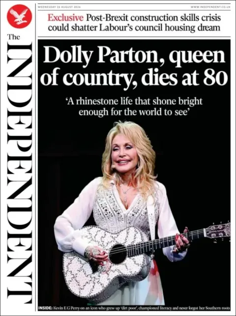 Portada de The Independent del miércoles, 26 de agosto de 2026
