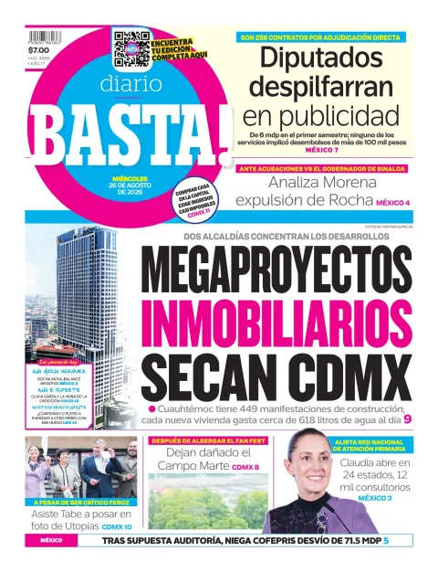 Portada de Basta! (portada) del miércoles, 26 de agosto de 2026