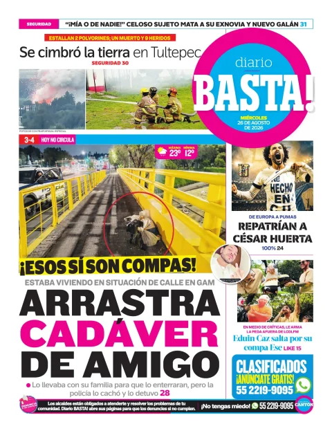 Portada de Basta! (contraportada) del miércoles, 26 de agosto de 2026
