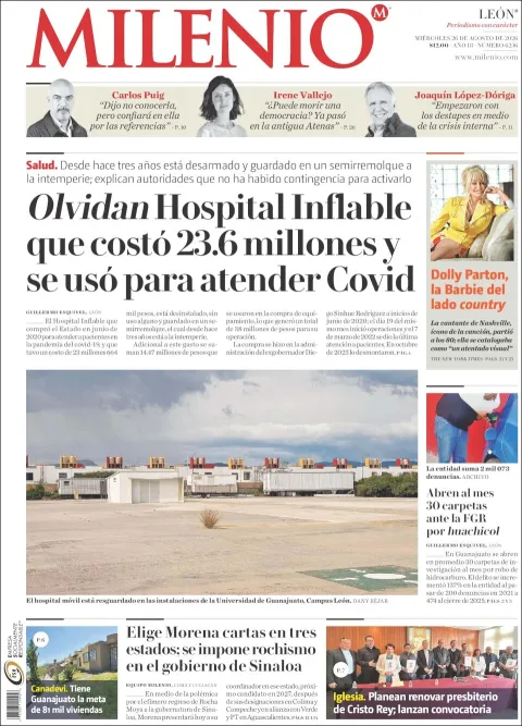 Portada de Milenio Leon del miércoles, 26 de agosto de 2026