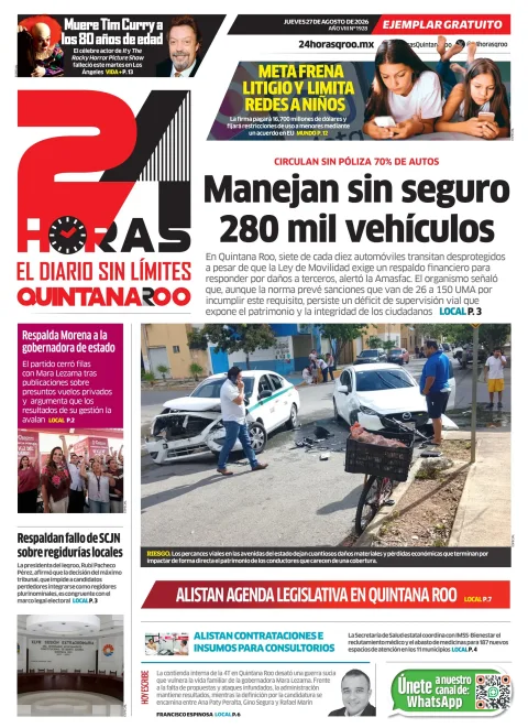 Portada de 24 Horas Quintana Roo