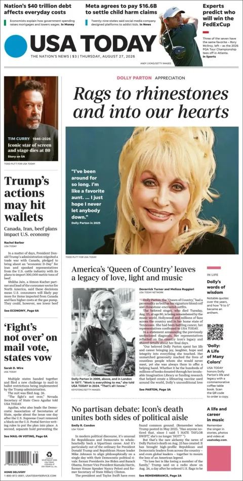 Portada de Usa Today