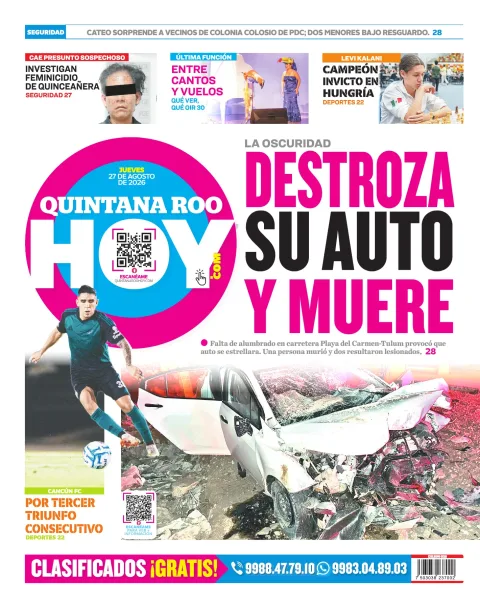 Portada de Quintana Roo Hoy (contraportada)