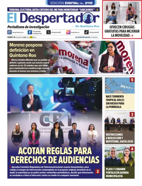 Portada de El Despertador de Quintana Roo del viernes, 28 de agosto de 2026