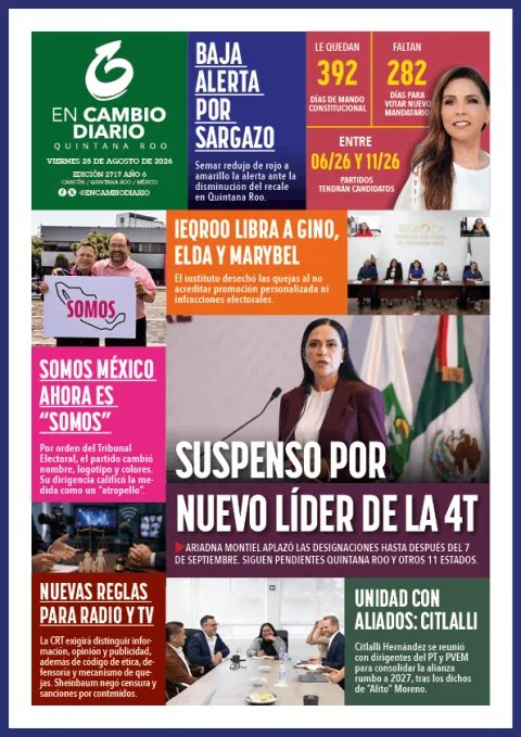 Portada de En Cambio - Tabasco (portada) del viernes, 28 de agosto de 2026