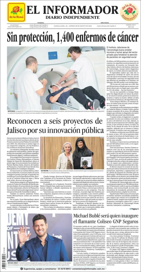 Portada de El Informador del viernes, 28 de agosto de 2026