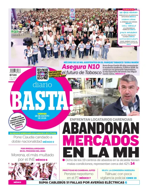 Portada de Basta! (portada) del viernes, 28 de agosto de 2026