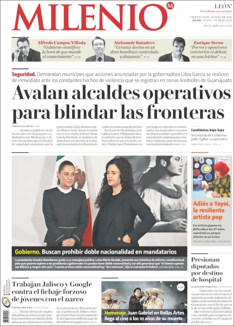 Portada de Milenio Leon del viernes, 28 de agosto de 2026