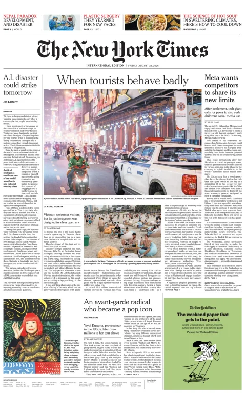 Portada de The New York Times (international)