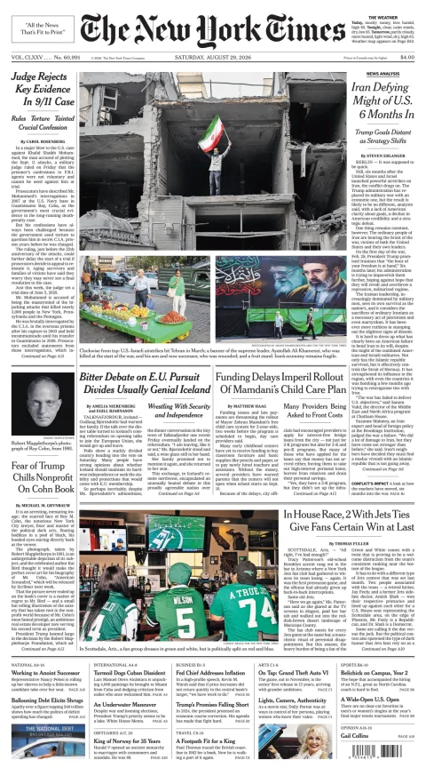 Portada de The New York Times (new York)