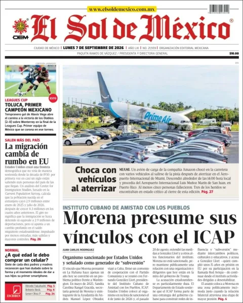 Portada de El Sol de Mexico