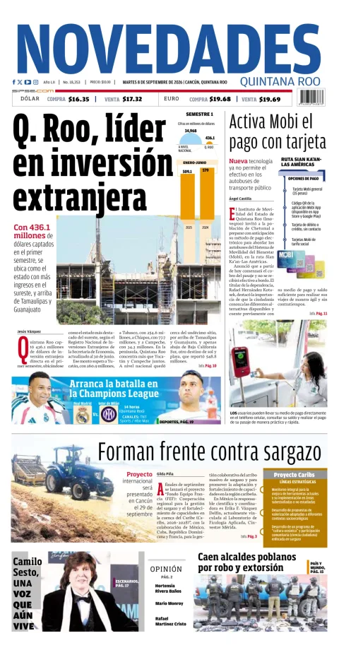 Portada de Novedades Quintana Roo