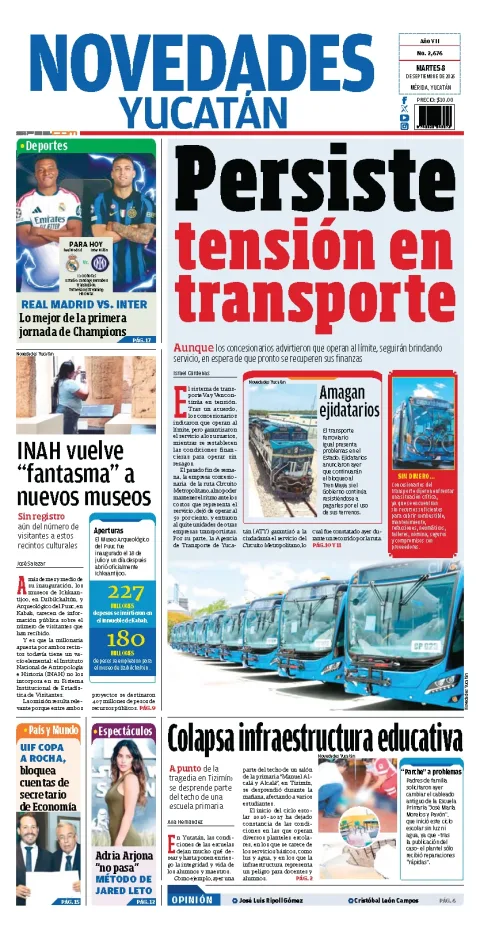Portada de Novedades Yucatan