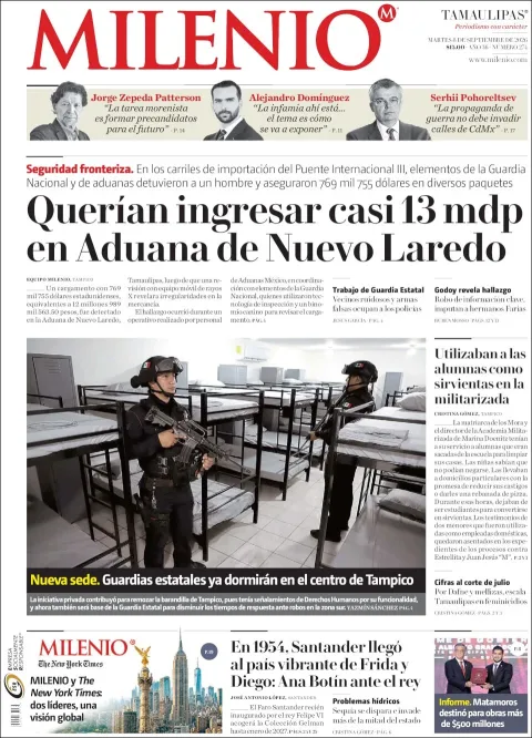 Portada de Milenio Tamaulipas