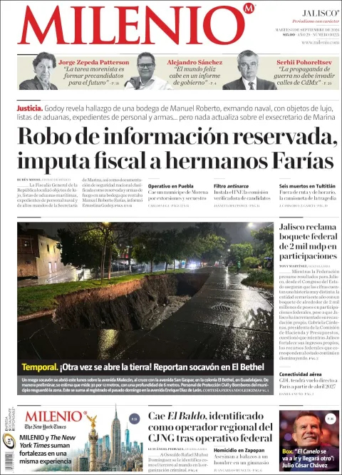 Portada de Milenio Jalisco