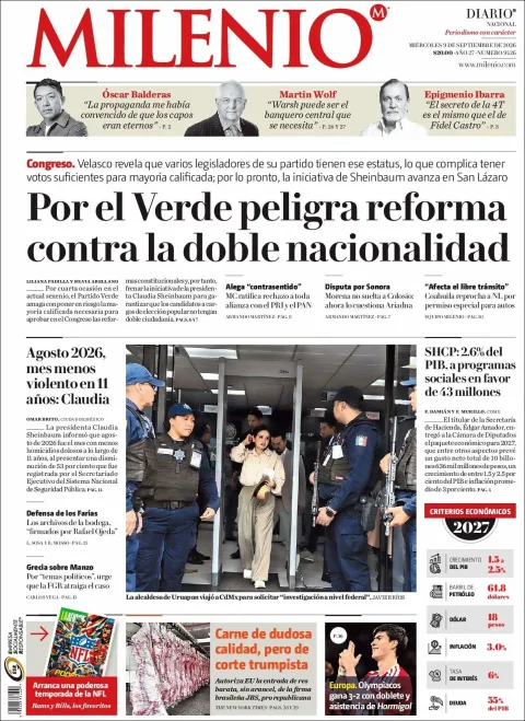 Portada de Milenio