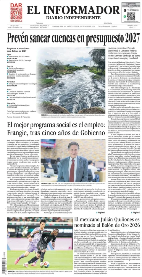 Portada de El Informador