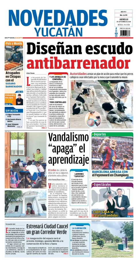 Portada de Novedades Yucatan