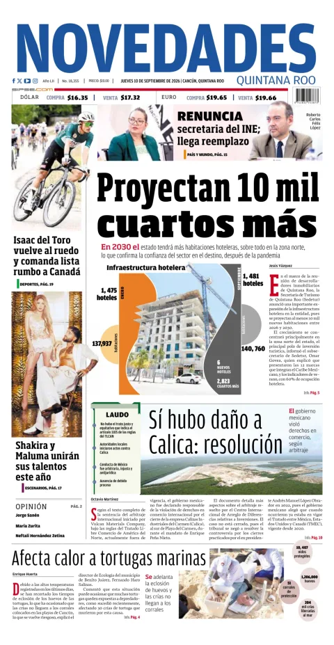 Portada de Novedades Quintana Roo