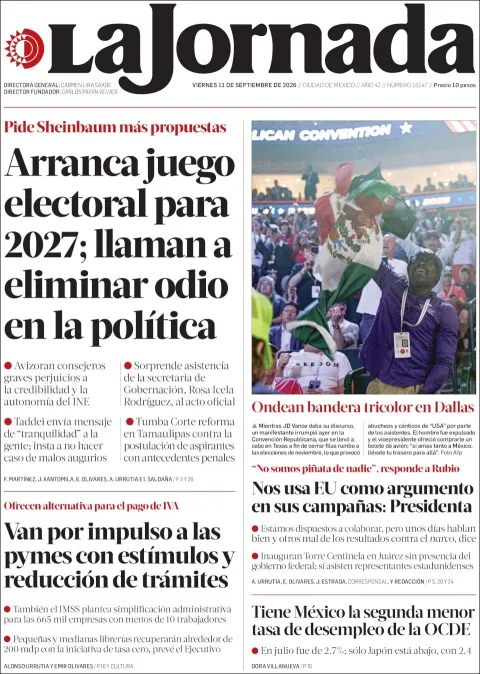 Portada de La Jornada