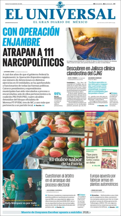Portada de El Universal