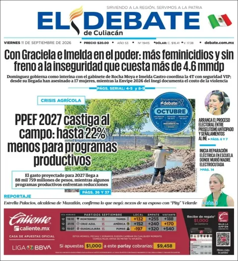Portada de El Debate de Culiacan