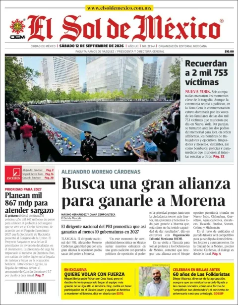 Portada de El Sol de Mexico